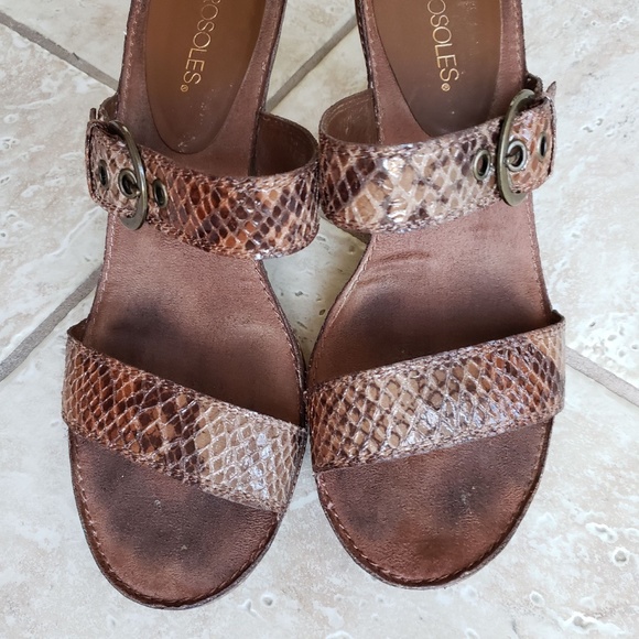 AEROSOLES WOMEN'S DAME TIME SANDALS:PRE-OWNED BROWN SNAKE-EMBOSSED LEATHER  9M - Picture 7 of 10